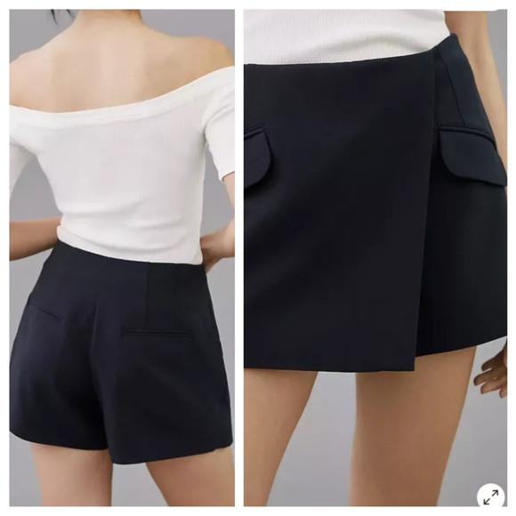 Anthropologie Maeve Women's Black Tailored Asymmetrical Shorts Skorts Size 12 - Picture 6 of 12